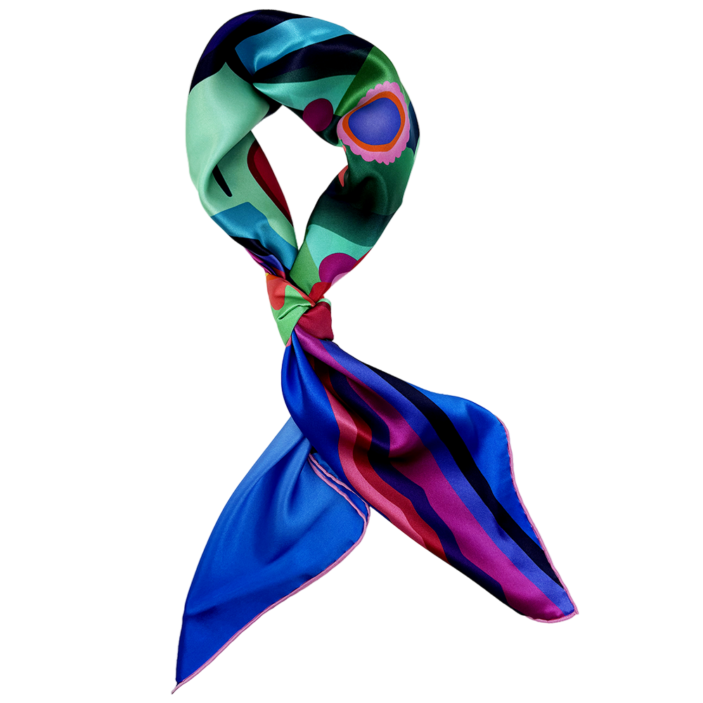 Colorful scarf with a floral pattern on a white background