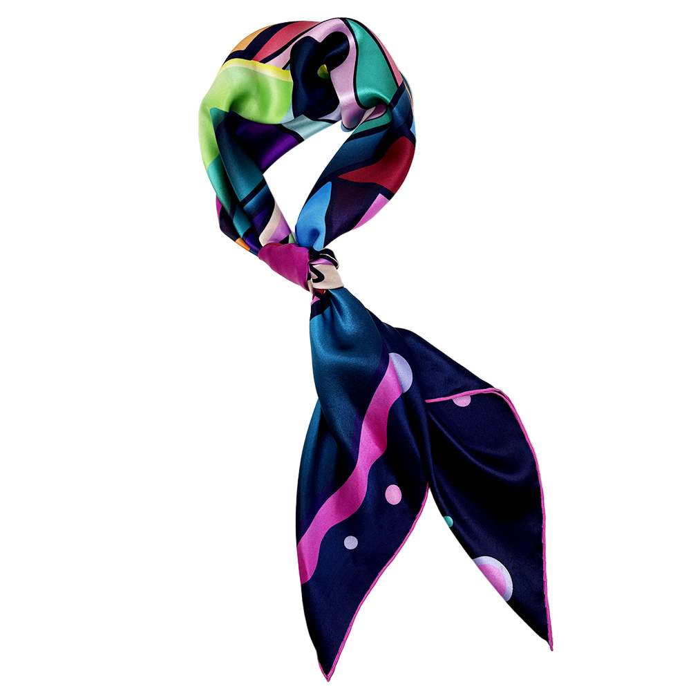 Colorful scarf with abstract pattern on a white background