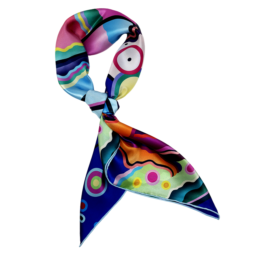 Colorful patterned scarf on a white background