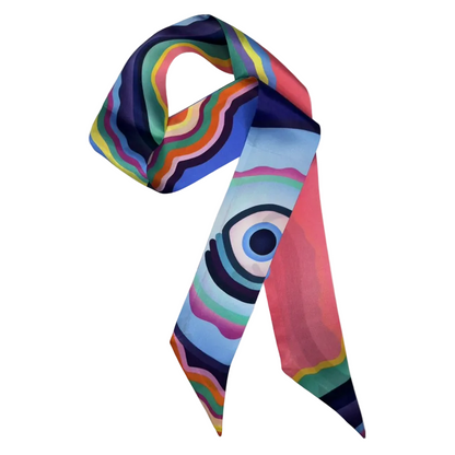 Colorful silk scarf on a white background