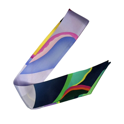 Colorful silk ribbon with abstract design on a white background