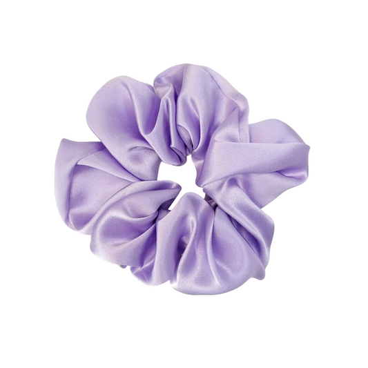 Lavender scrunchie on a white background