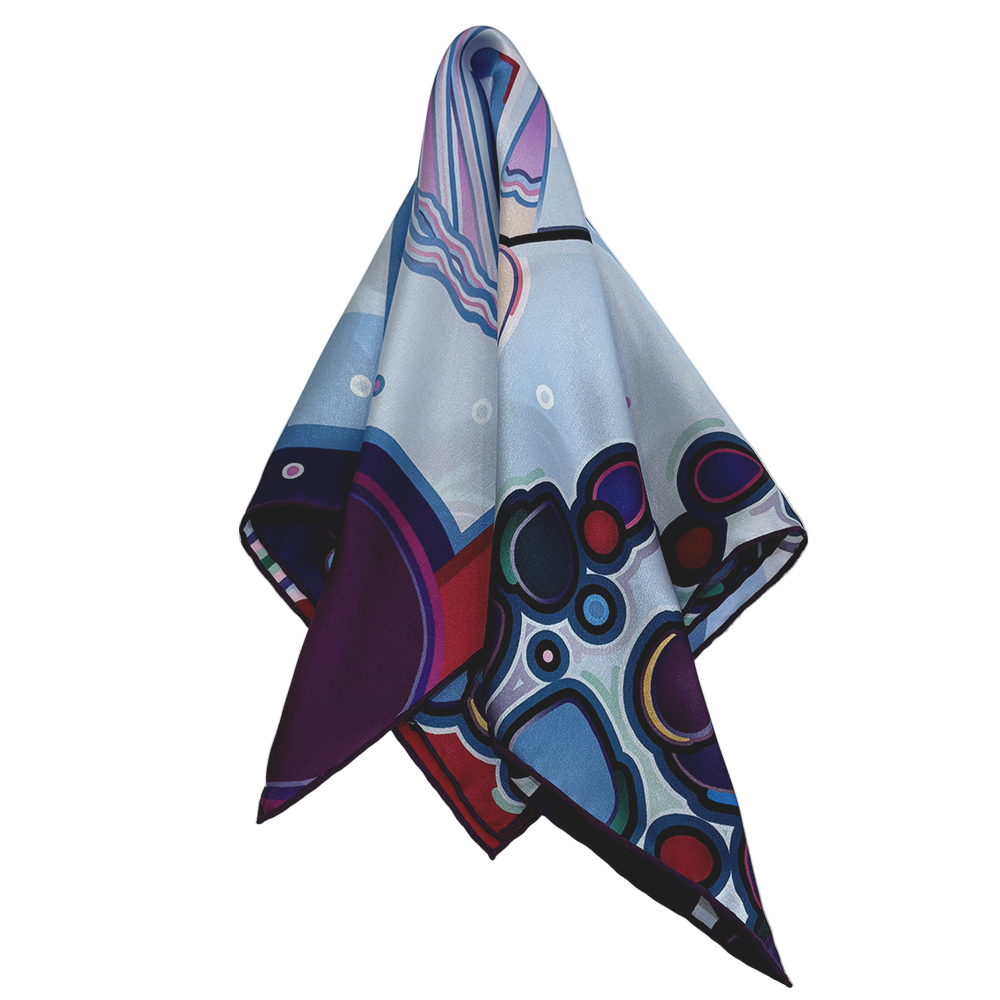Colorful scarf with abstract design on a white background