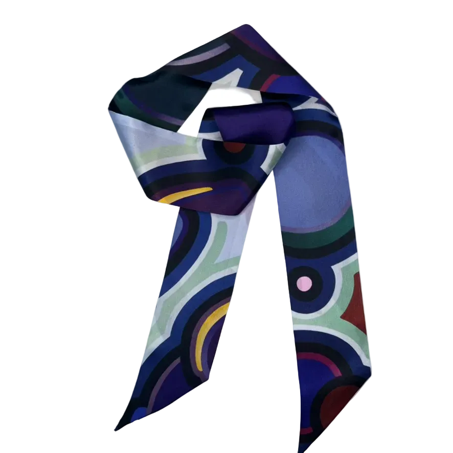 Colorful abstract patterned scarf on a white background