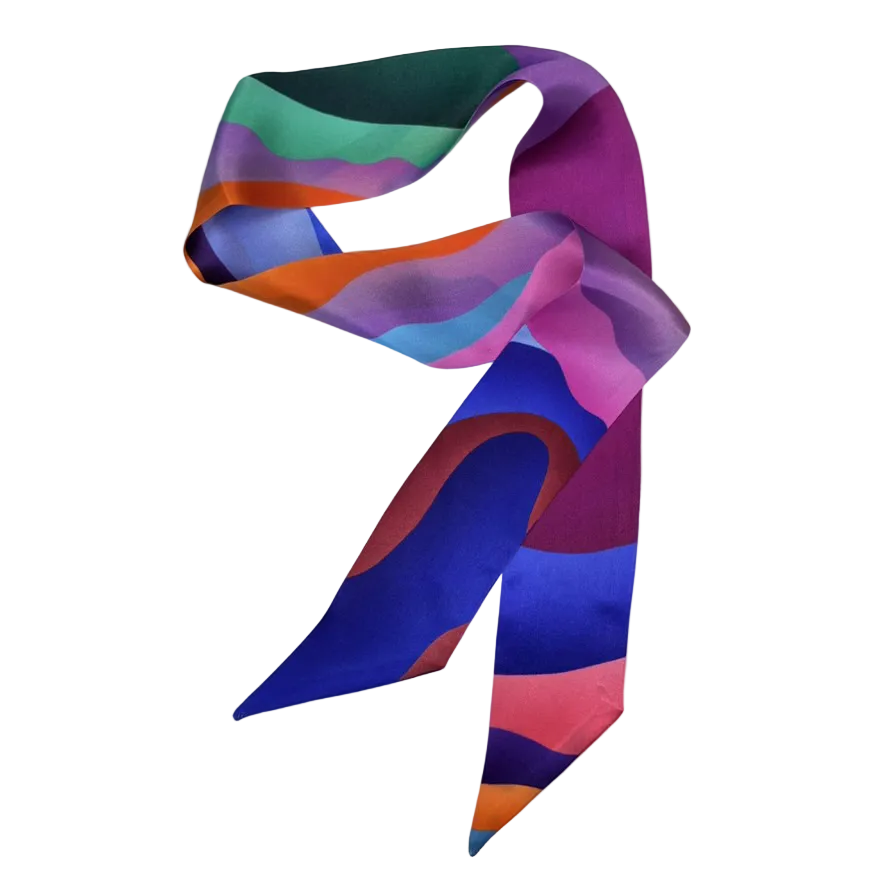 Colorful twilly scarf on a white background